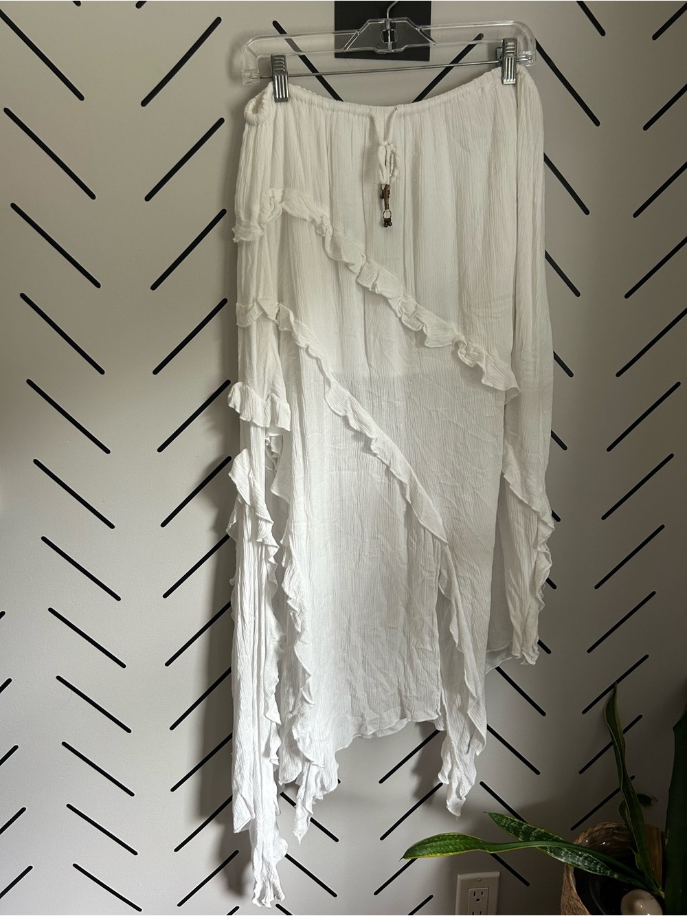 Free People Ambie Maxi Skirt in ivory asymmetrical boho festival - Picture 7 of 8